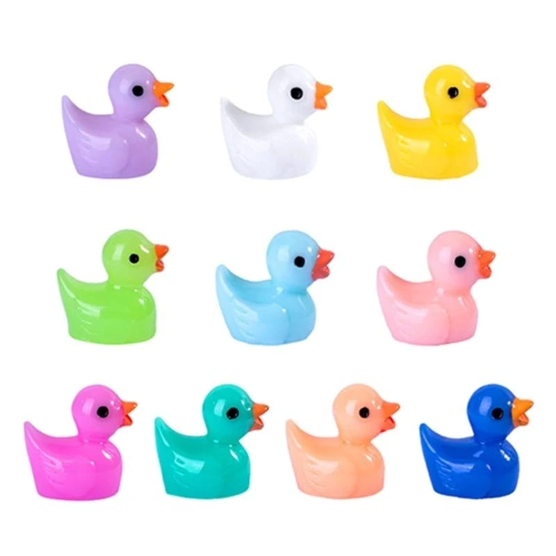

100-Piece Set Colorful Miniature Duck Figurines Landscape Decorations for Garden Fish Tank