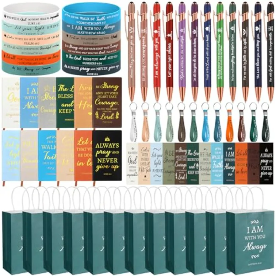 

Набор из 72 христианских подарков оптом для христианских женщин: вдохновляющие подарки на основе веры, включая цитаты из Библии и бумажные пакеты (модель B)