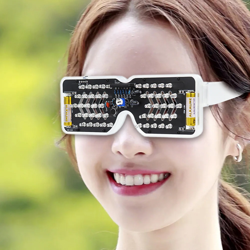 Voice Activated LED Light Emitting Glasses Making Kit Light-Emitting Diode Flashing Light DIY Electronic Assembly Soldering Kit