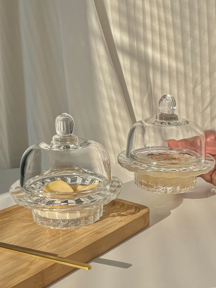 

Chinese Sle Glass Bowl with Lid for Fruit Dert Silver Ear Musoom Soup Bowl round ape Premium Quali Home Use Bowl