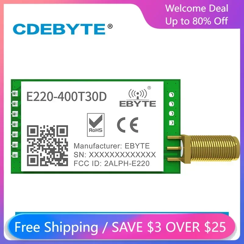 E220-400T30D LoRa Wireless UART 433MHz 470MHz 30dBm Module LLCC68 LoRa Spread Spectrum DIP UART Interface SMA-K Antenna