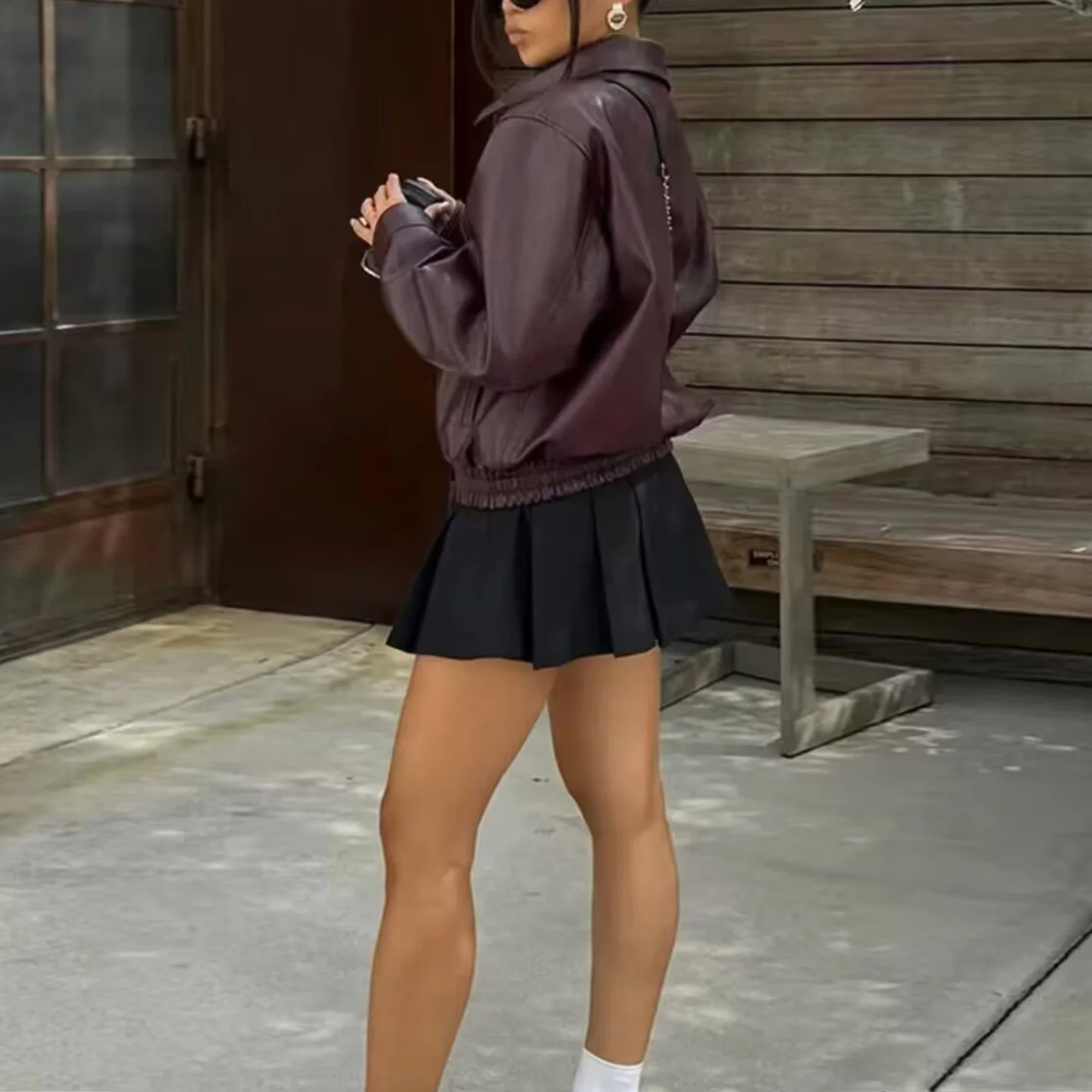 Chaqueta de cuero hoada informal para mujer, sensación Premium, novedad de otoño, marca Z, estilo de viaje, manga larg...