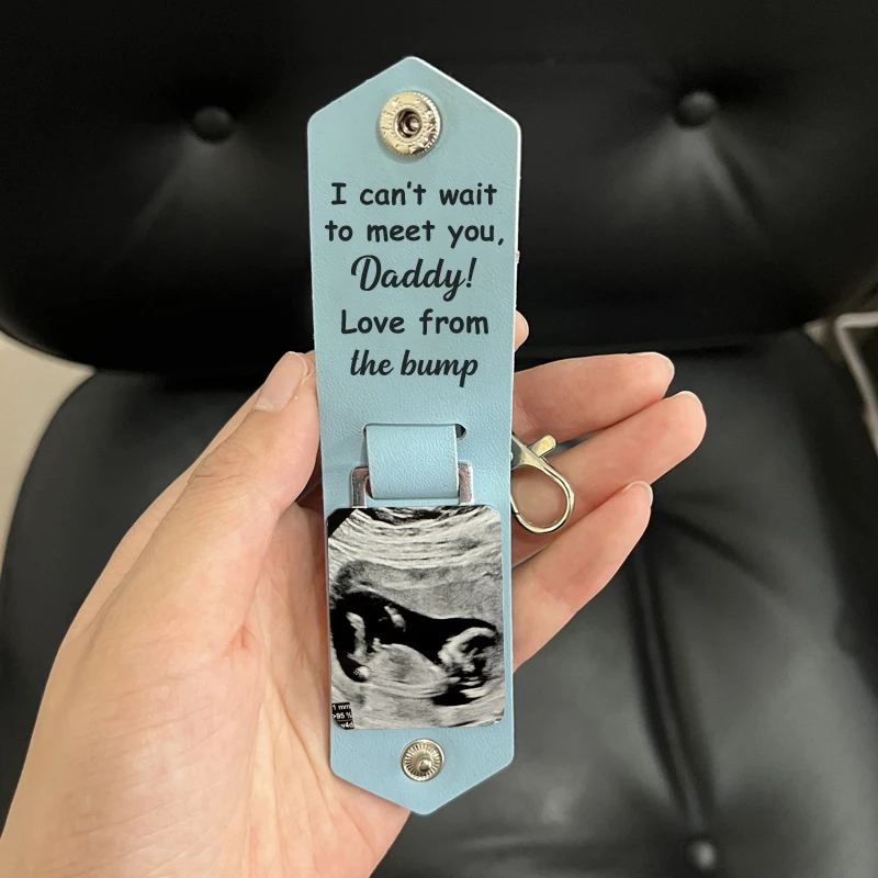 First Father's Day Gift from Bump Customize Photo Keyring PAPA Men Birthday Ultrasound Keychain Key Holder Women Pregnancy Gift