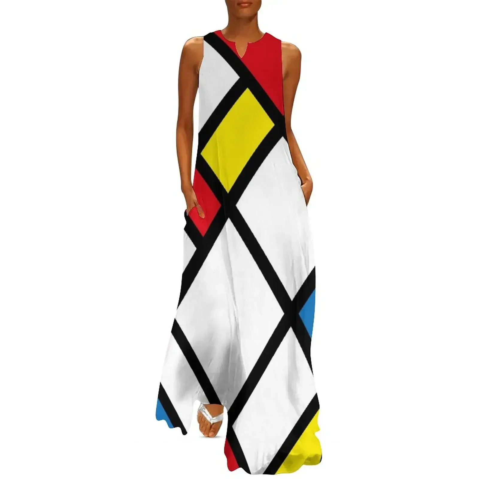 

Mondrian Minimalist De Stijl Modern Art Abstract Design Long Dress Women's dresses Female clothing cocktail dresses Dress
