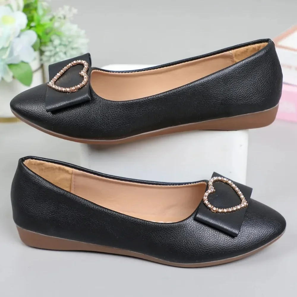 Office Spring autumn Patent Leather Woman Shoes Ballets Metal Buckle Flats Bow Lady Fall Girl Ballerina Dress Pointed Toe Slip