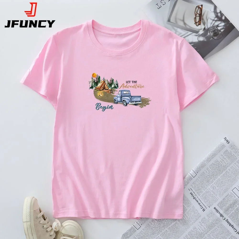 Women's Tees 100% Cotton Woman Tops Summer T-shirt Oversized Short Sleeve Tshirt Female Clothing Fashion Graphic T Shirts