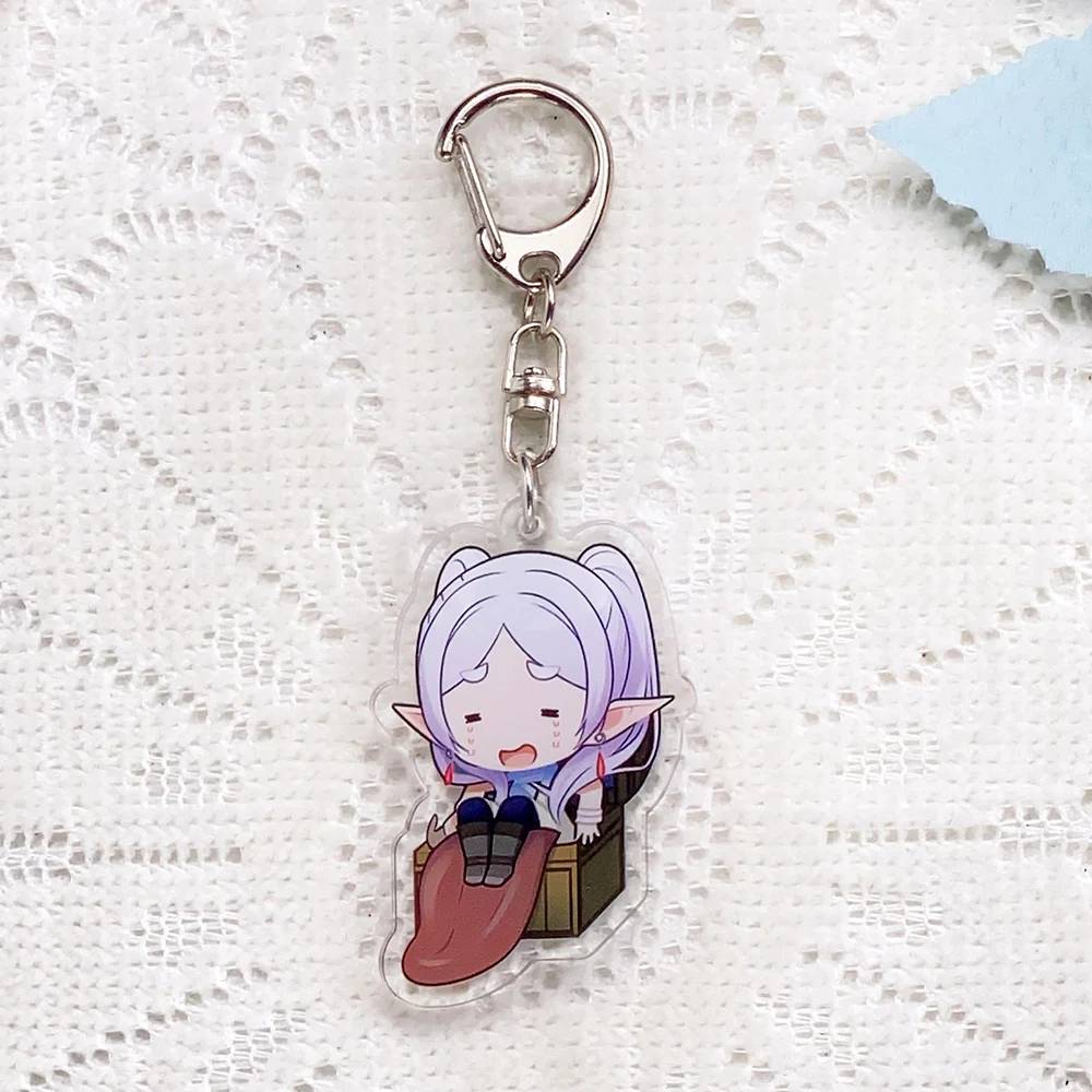 7Pcs Anime Frieren: Beyond Journey's End Keychain Acrylic Keyrings Bag Charms Backpack Pendant Prop Decoration Friends Gifts image 4