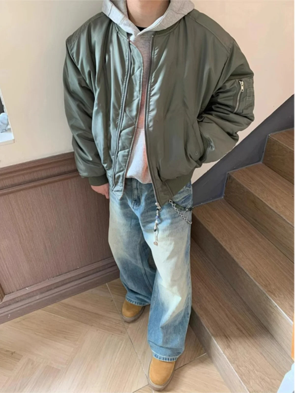 

Мужская куртка-бомбер MA Pilot из плотного хлопка, осенне-зимняя, в американском бейсбольном стиле, свободного кроя, с длинными рукавами