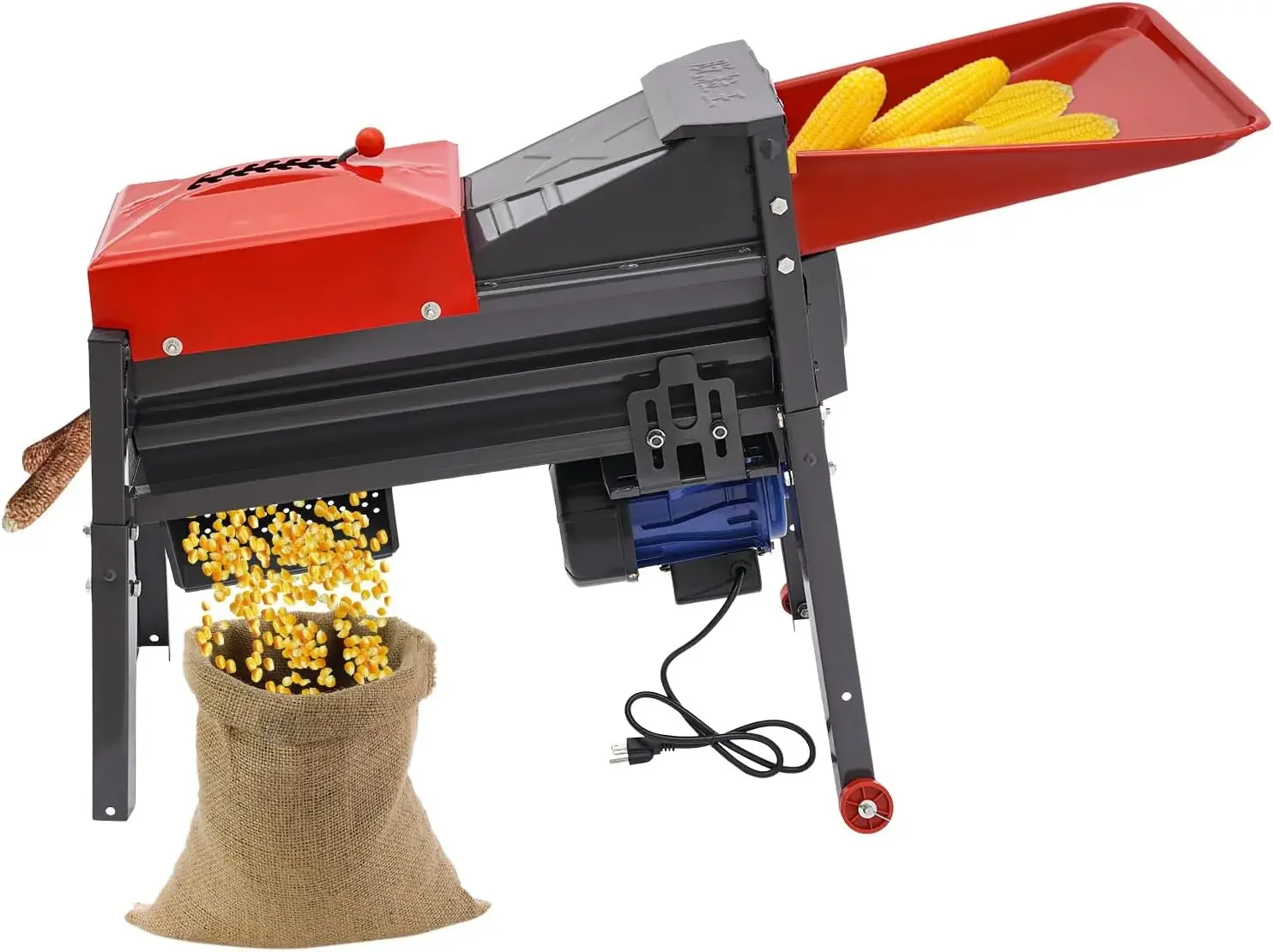 

Electric Corn Sheller Heavy Duty Thresher Quick Cob Stripper Industrial Shucker Threshing Stripping Machine Home Ranch Farm Red