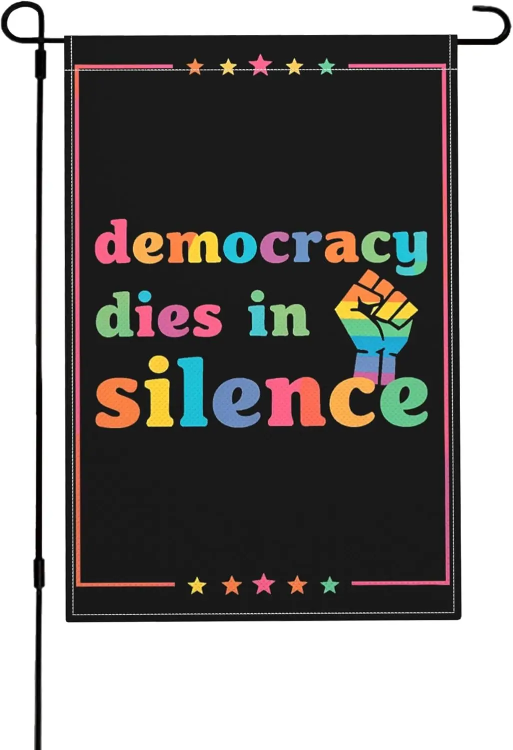 28x40 Democracy Dies in Silence Flag FDT Resist Hate Racism Fascism Garden Flags Double Sided Burlap Yard Signs Room Decor ZZM