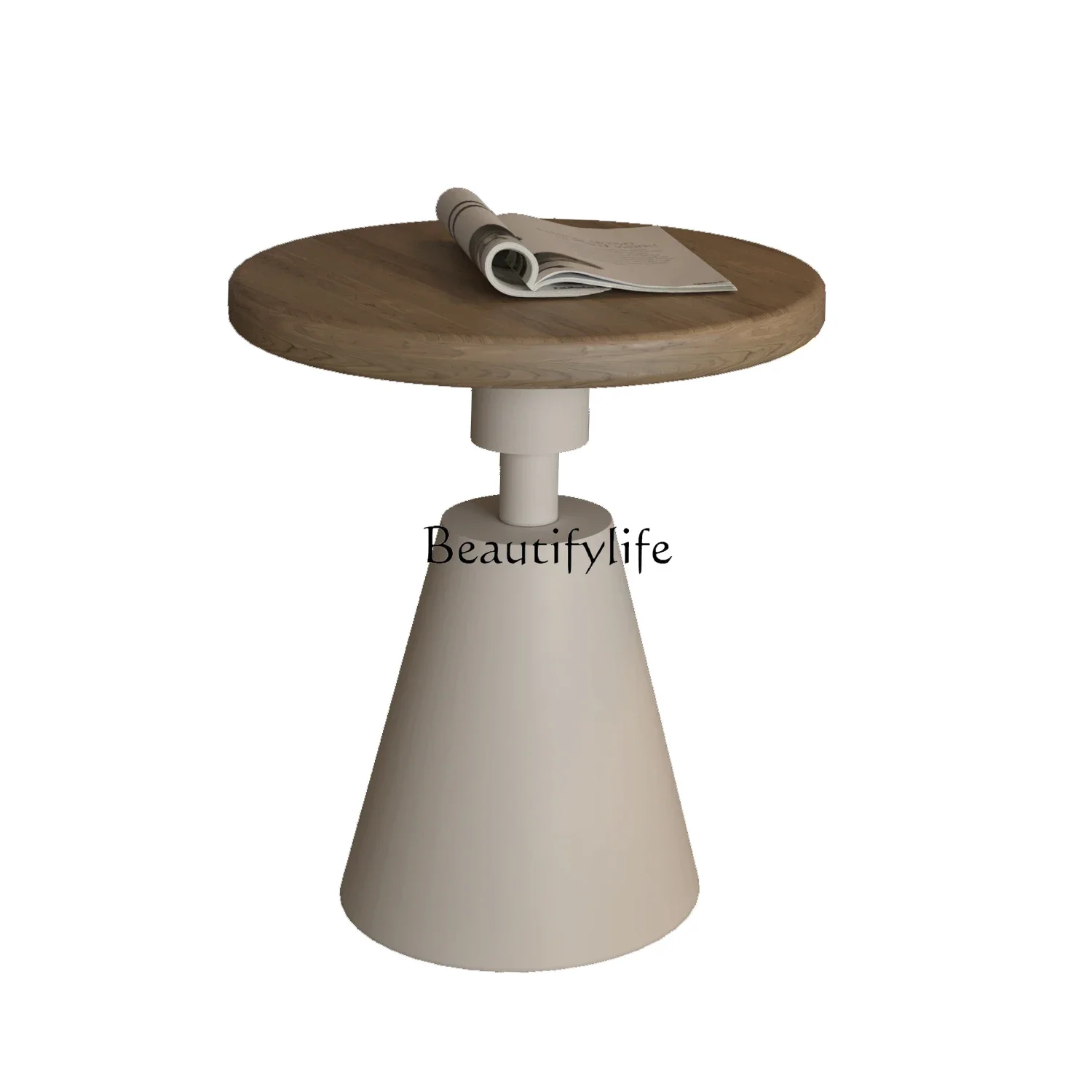 

FG40Cream wind solid wood small round table white small coffee table sofa edge table