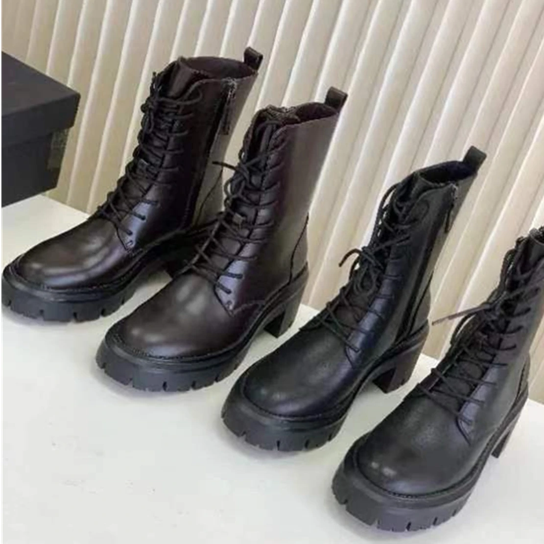 

Dave&Di 2024 New Arrivals British Fashion Genuine Leather Boots Shoes Strap Cowhide Motorcycle Retro Zipper Boots Women Shoes
