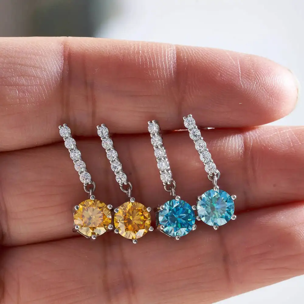 1 ctx2 Moissan ite Tropfen Ohrringe für Charm Lady Silber Schmuck mit königsblauer Farbe Goldgelb Farbe Femald Dating Geschenk – Detail 3