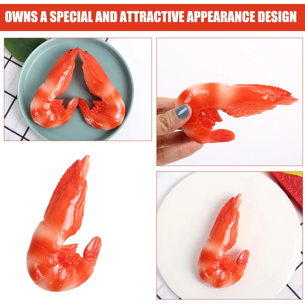 

3Pcs Simulation Shrimp Models High Realistic PVC Artificial Shrimp Decoration Restaurant Film Props Vivid Seafood Models