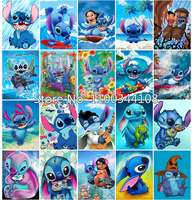 35 Pieces Lilo Stitch Jigsaw Puzzles Disney Cartoon Characters Wooden Puzzle for Children's Intelligence Game Kids Handmade Toys