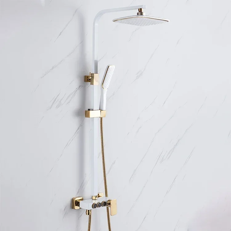 Hot and cold shower system high pressure modern brass rainfall mixer shower set