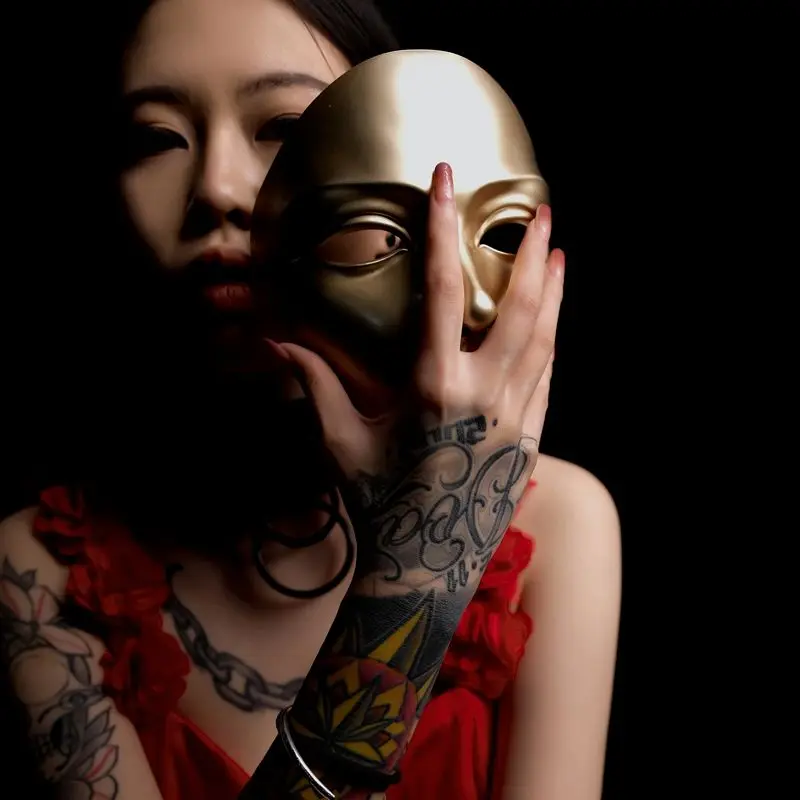 여성용 풀페이스 섹시 성인 공연용 황금색 흰색 댄스 중국 스타일 할로윈 마스크 남녀 공용 코스프레용