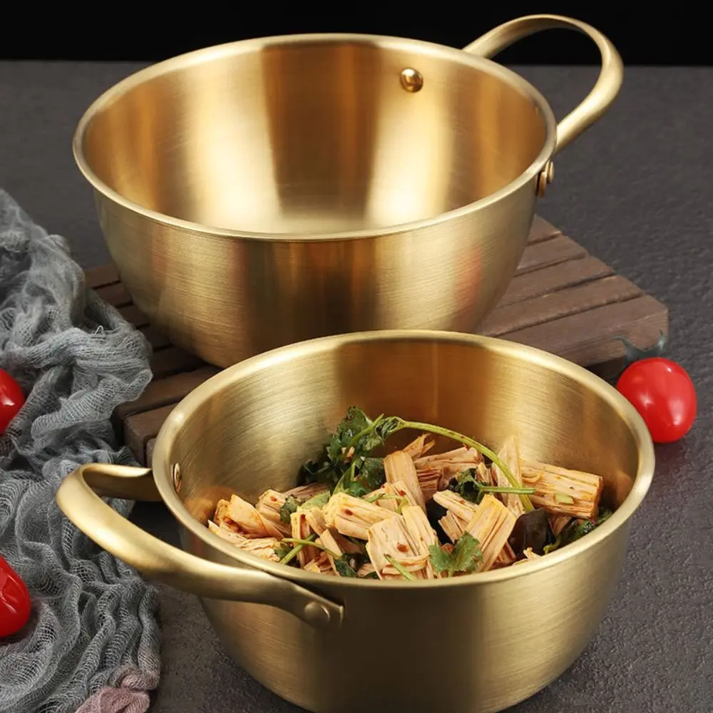 

Nonstick Heat-resistant Korean Ramen Pot Stainless Steel Thickened Mixing Pot Single Handle Noodles Bowl Salad
