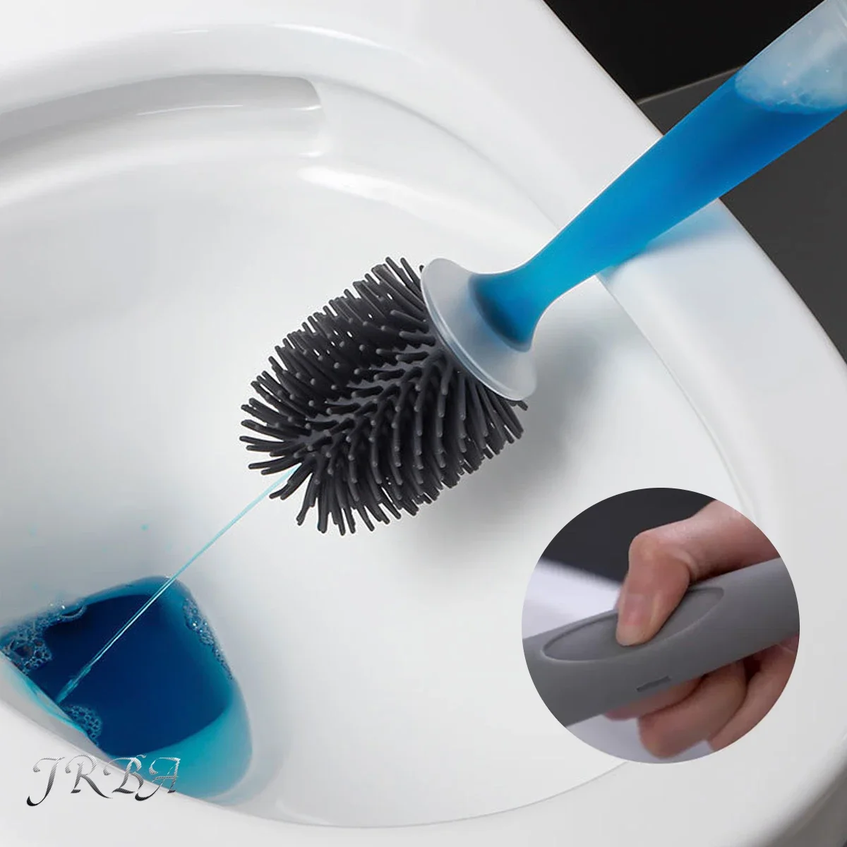 

Detergent Refillable Toilet Brush Set Wall-Mounted with Holder plastics TPR Brush for Corner Cleaning Tools Bathroom Accessories