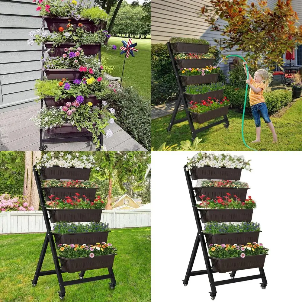 

5-Tier Vertical Garden Planter: Grow Herbs, Vegetables, and Flowers Indoor or Outdoor with 5 Containers