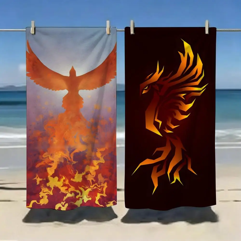 Phoenix Fire Graphic Towel Microfiber soft Beach Towel for Travel Fitness Sauna Bathing Camping