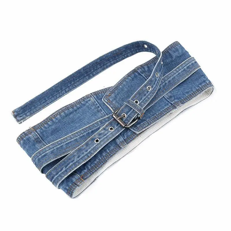 

Vintage Denim Fabric Wide Corset Laides Street Dress Shirt Self-tie Waistbands Designer Belts Women Waist Belt Luxury Cinturon