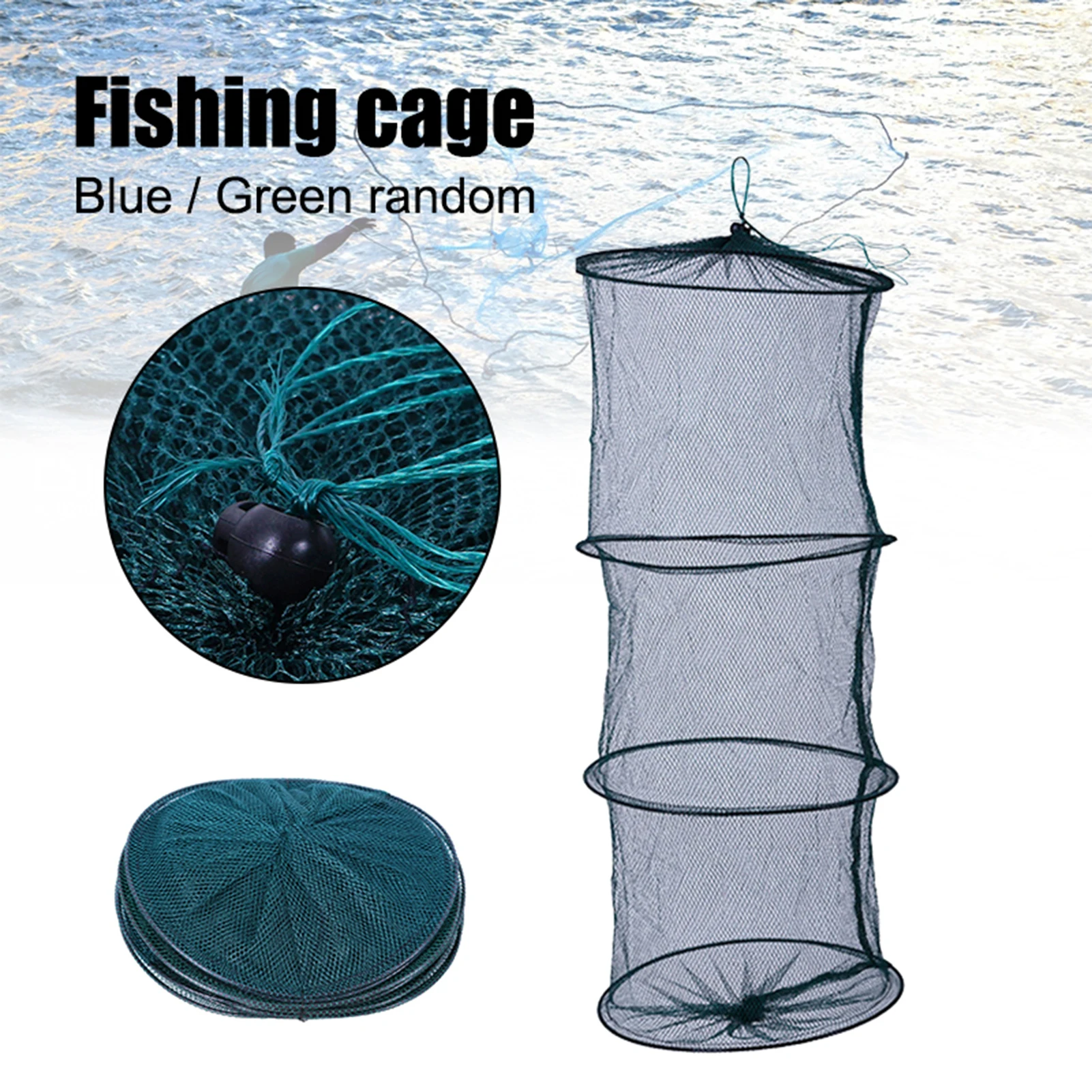 Durable Fishing Net Collapsible Shrimp Crabs Trap For Saltwater Freshwater Lake River Portable Nylon Mesh Fish Cage Gear