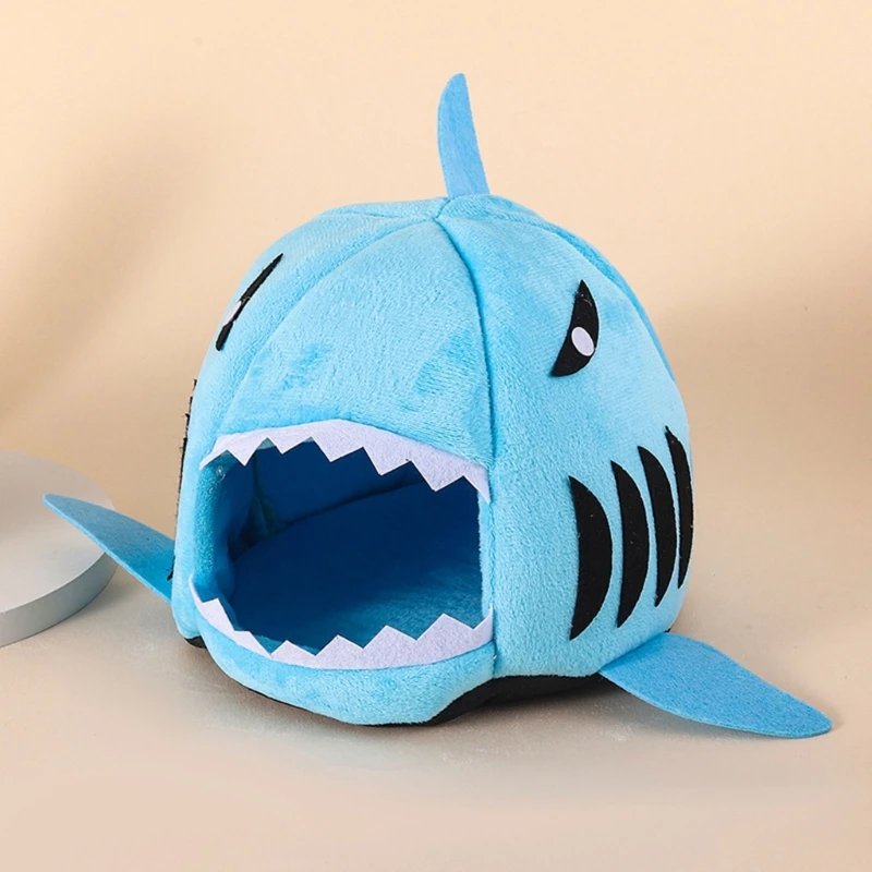 Small Pet Bed Hamsters Cage Plush House Cartoon Shark-Shaped Warm Sleeping Bed Dropshipping