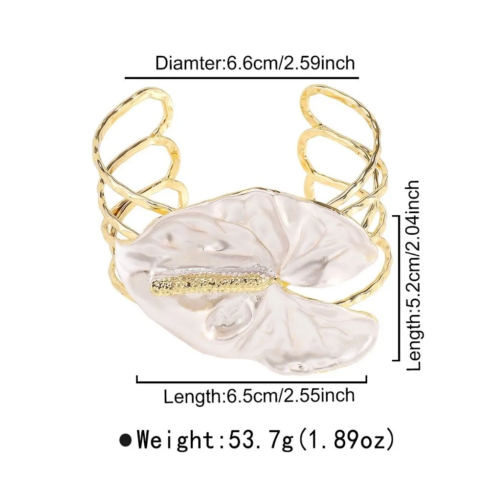 Jewelry Bohemian 3D Flower Metal Bracelet Leaf Adjustable Iris Flower Armband Vintage Exquisite Arm Bangle Party