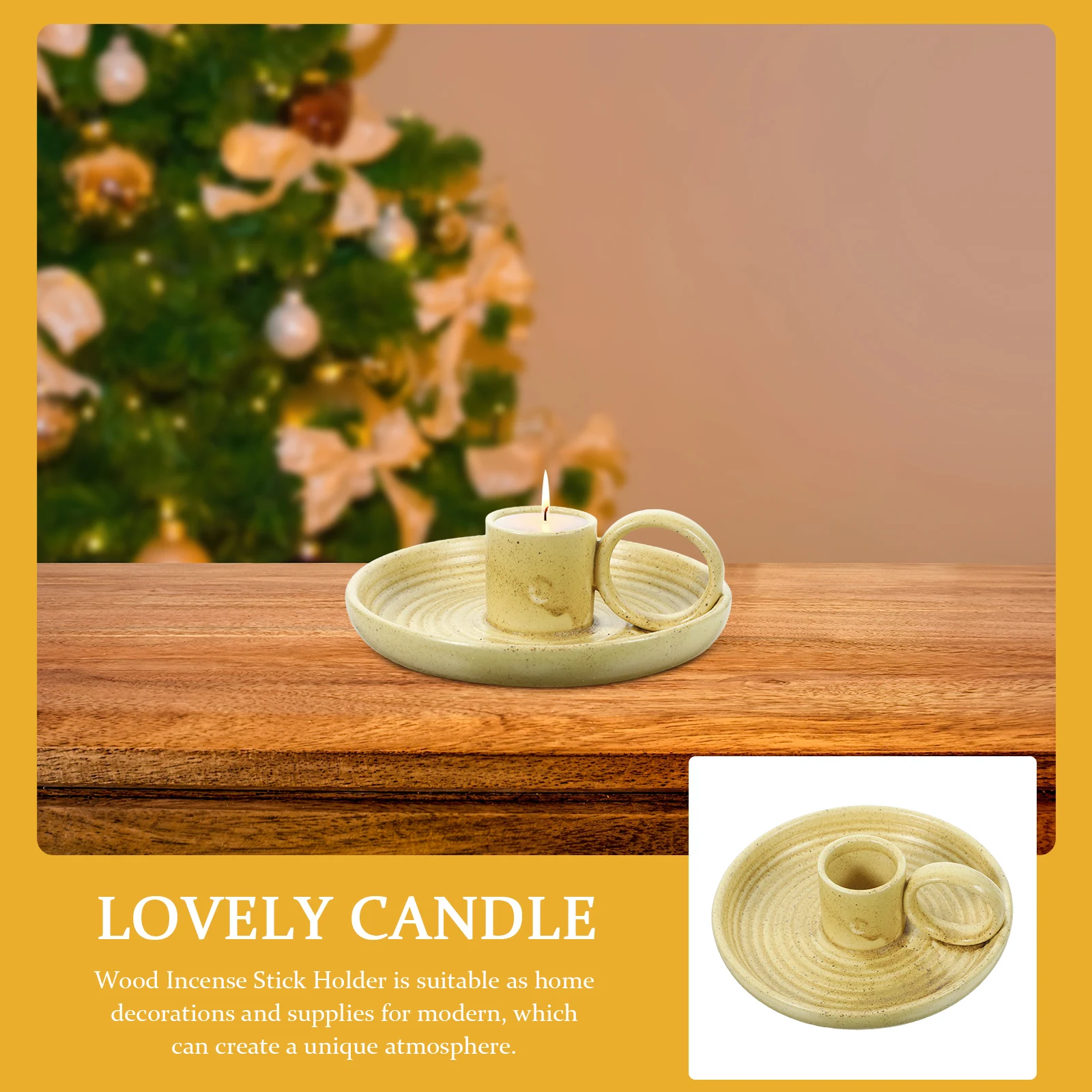 

Ceramic Incense Burner Wood Fragrance Sticks Holder Taper Candlestick Ornament Purifying Meditation Home Decoration