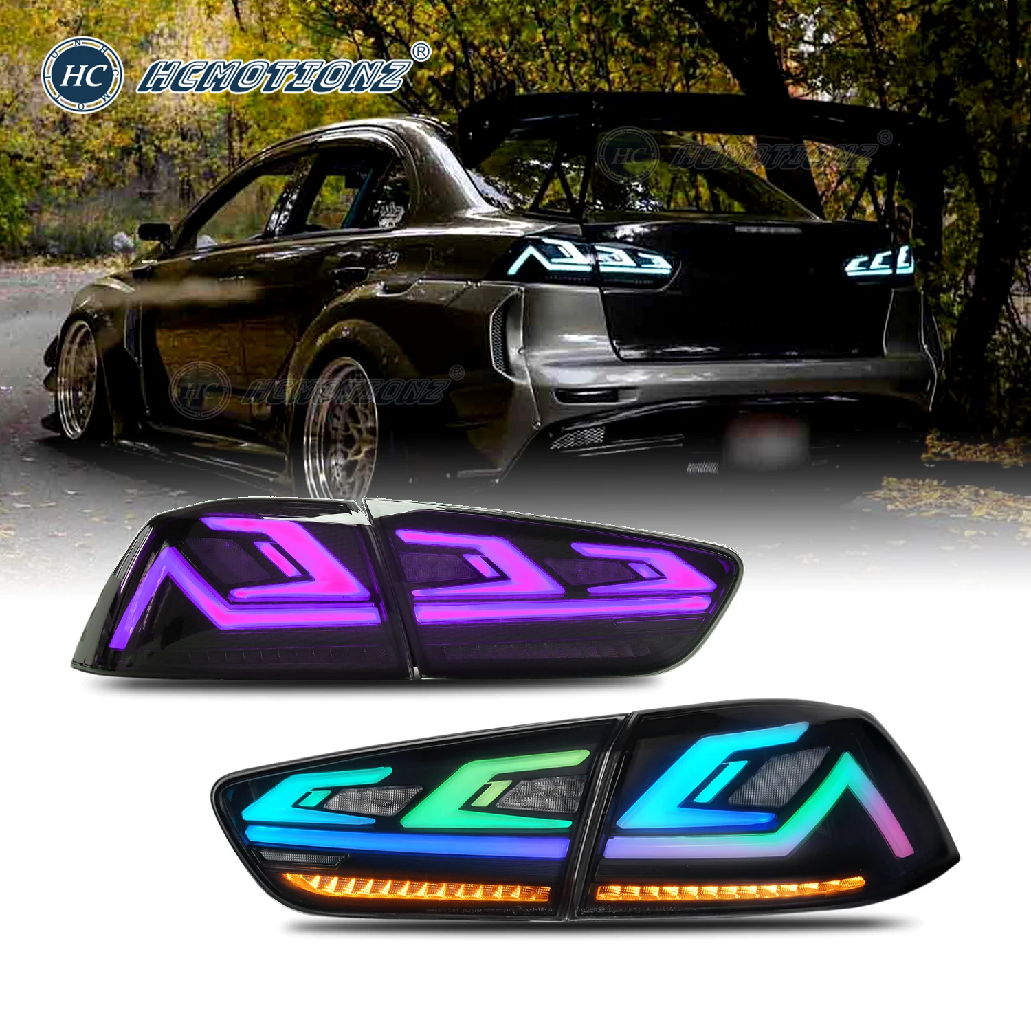 

HCMOTIONZ LED Tail Lamps for Mitsubishi Lancer 2008-2017 EVO X Car Back Lights Assembly Carbon Fiber Rear Lamps