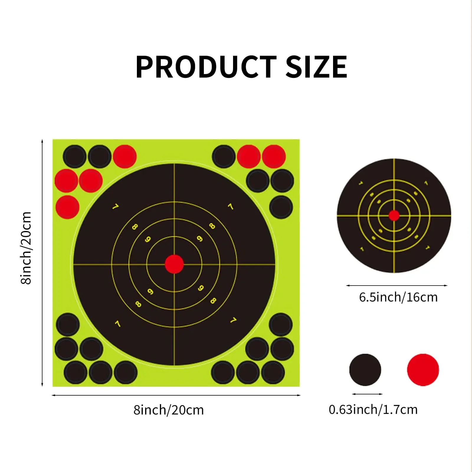 WSX 8x8インチ スプラッシュシューティングターゲット 蛍光バースト＆パッチステッカー リアクティブターゲット - 射撃訓練とターゲット練習