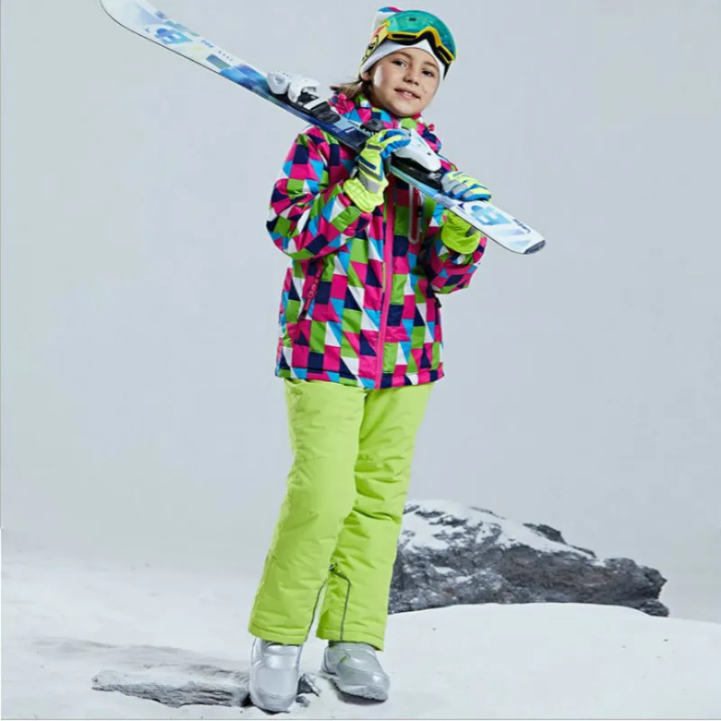 -30 degree Children clothing Set boys girl kids snowboard ski suit Waterproof outdoor sports jacket pants clothes snowsuit teen