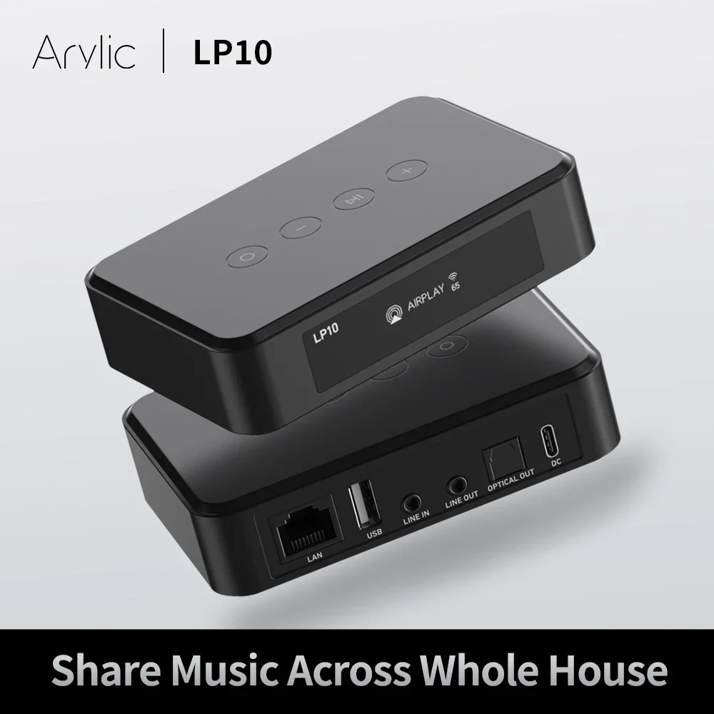 Беспроводной аудиостример Arylic LP10 AirPlay 2, Wi-Fi, Bluetooth с USB и оптическим спойфием, подключение Google Cast TIDAL Preamp
