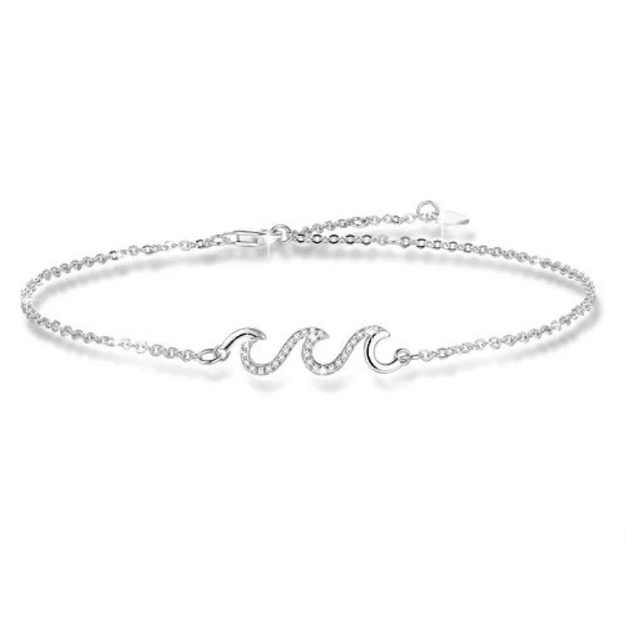 

925 Sterling Silver for Women 14K White Gold Plated Adjustable Cubic Zirconia Beach Ocean Large Hypoallergenic Jewelry Gift for
