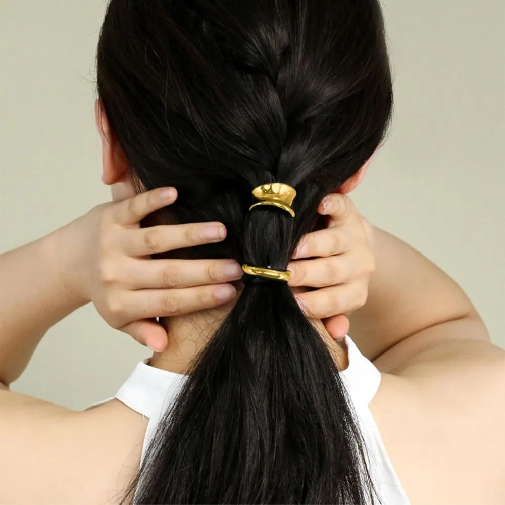 

3Pcs Fashion 1 Inch Gold Hair Cuffs Metal Gold Ponytail Holder Hair Clips Hair Tie Ponytail Cuff for Women