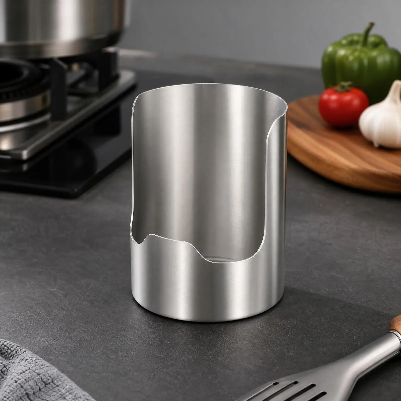 Countertop Lid Rack Holder for Kitchen Organization Stainless Steel Pot Lid Stand with Notched Edges