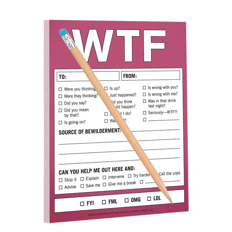 

Wtf Nifty Notes WTF Pad Забавный 50 шт. Notes Daily Planner Список дел Блокнот Notes Wtf Notes Checklist For Sense Of Humor For