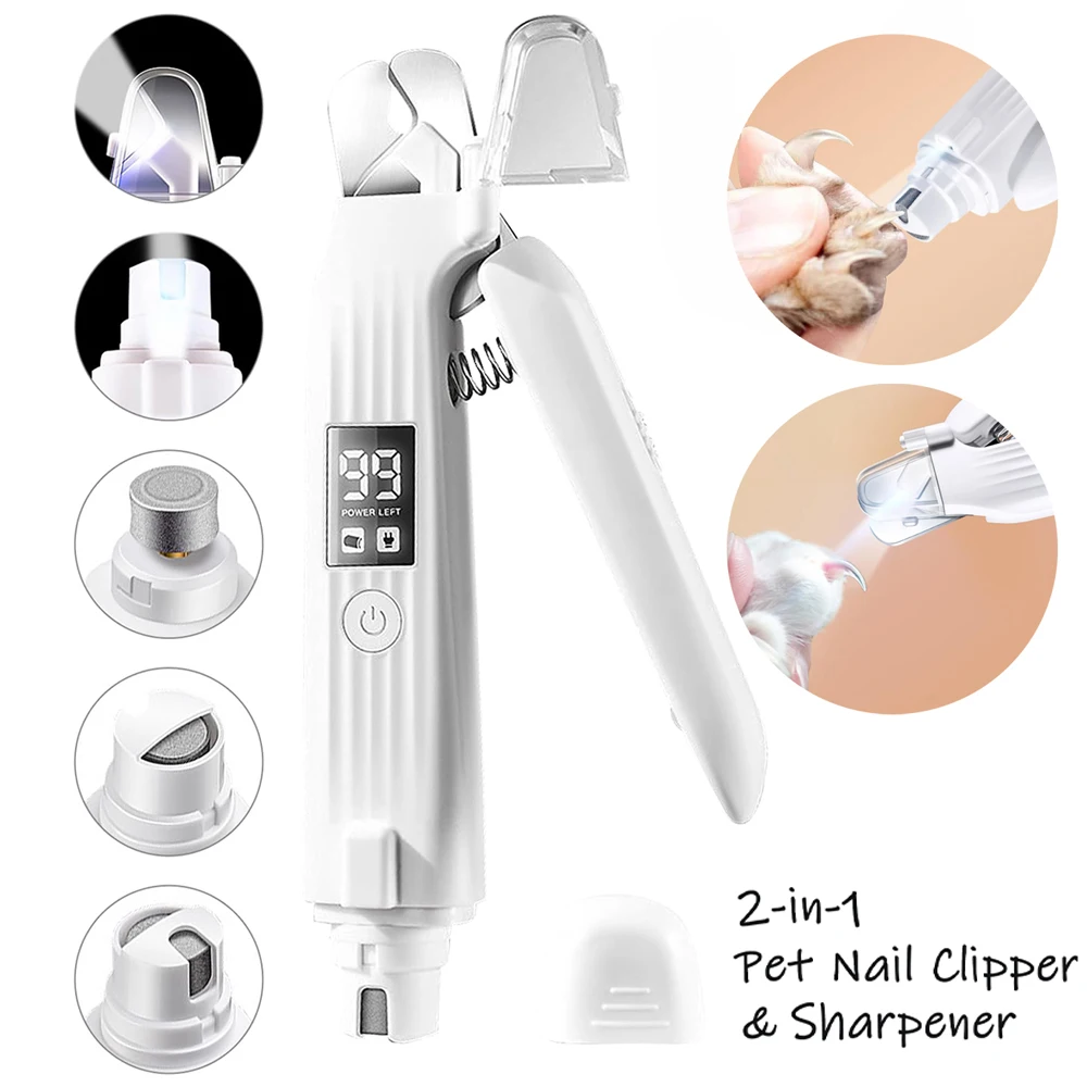 Pet Nail Clipper with LED Light USB Rechargeable Electric Nail Clipper with Display Nail Grinder Prevent Injury Low Noise