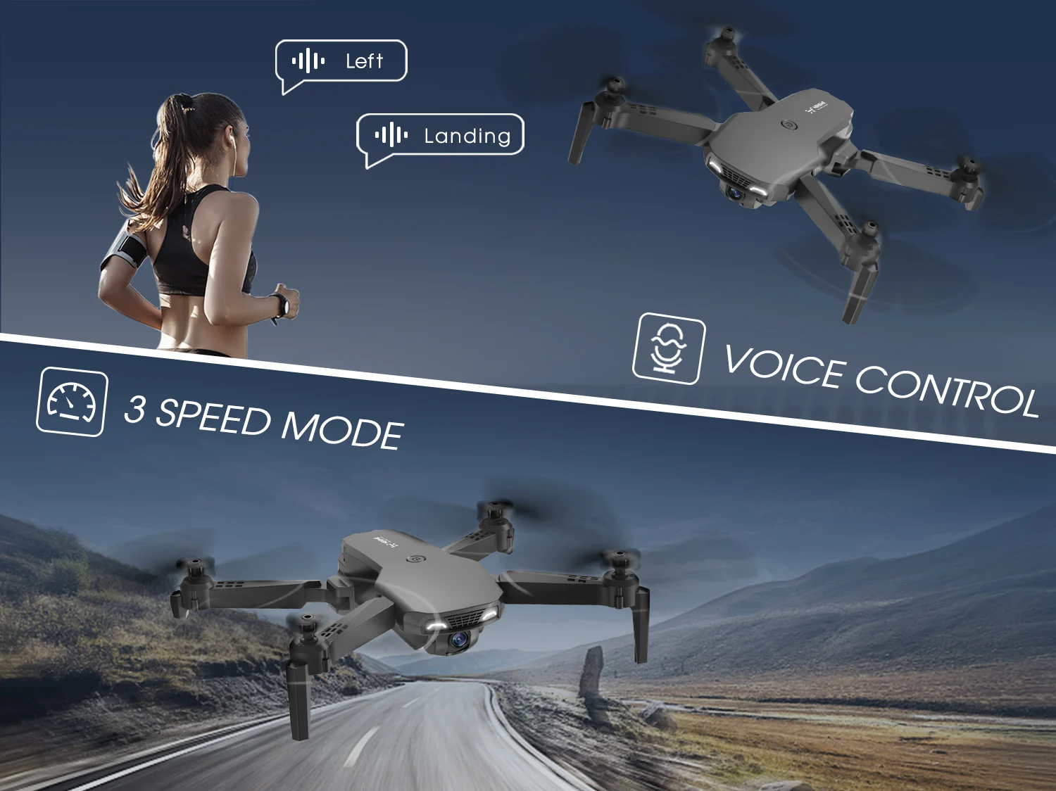 NEHEME-Drones Pliables avec Caméra HD 1080P, Quadcopter, WiFi, FPV, Vidéo en Direct, Enfants ou Débutants 2, Version Améliorée, Noir