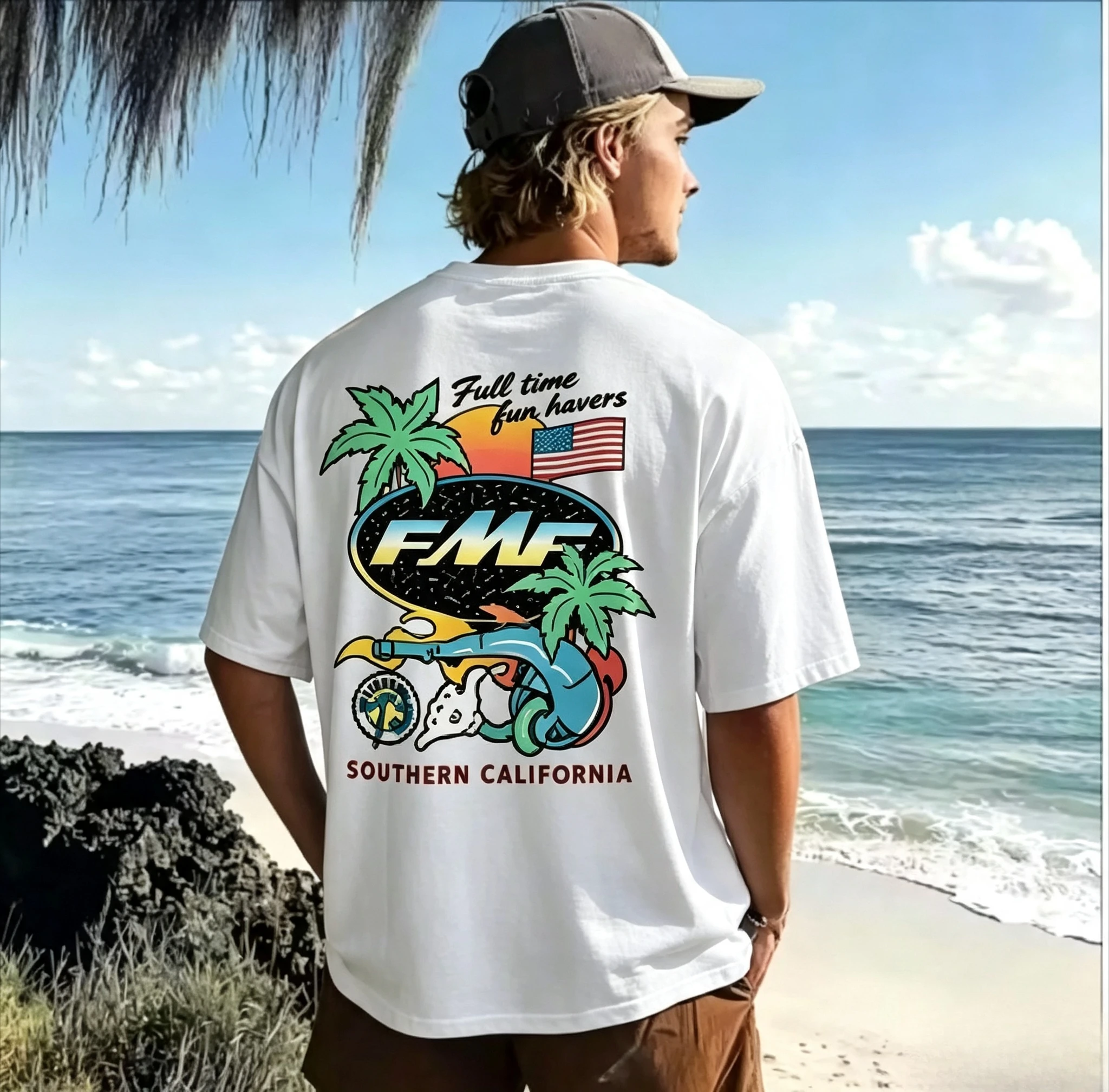 Beach Ride Bad Fast Motocross T Shirt for Men Cotton Dirt Bike Racing Graphic Tee Casual Short Sleeve White 2026 New Summer