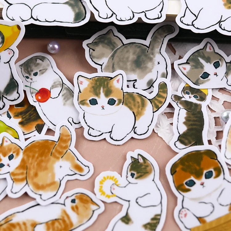 38PCS Cats Handbook Cartoon Sticker Cute Diy Photo Album Ins Wind Translucent Decorative Material Cute Kitten 3