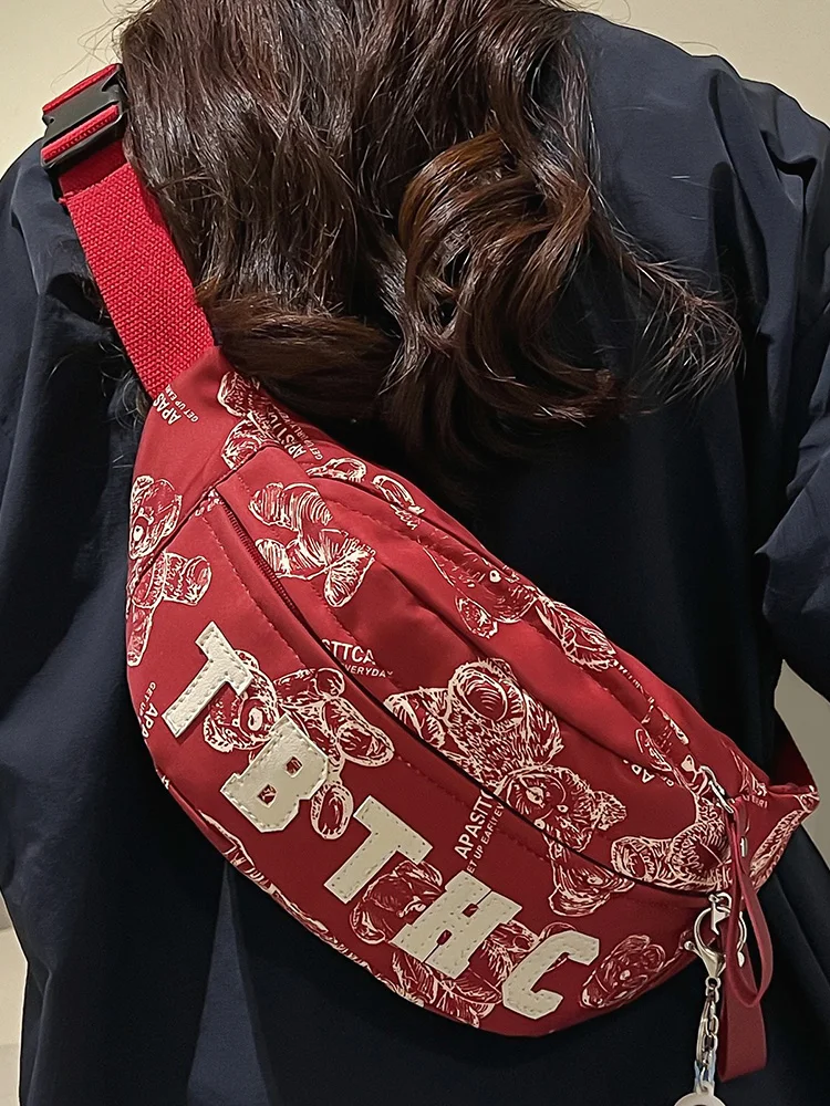 ユニセックススポーツランニングチェストバッグ-2026年新作-レタープリント-シングルショルダー-クロスボディバッグ-男女兼用-カジュアルレジャー-ナイロン生地