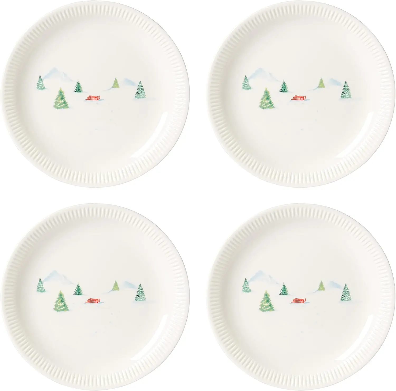 

Profile Snow Day 4-Piece Dinner Plate Set, 6.75, White