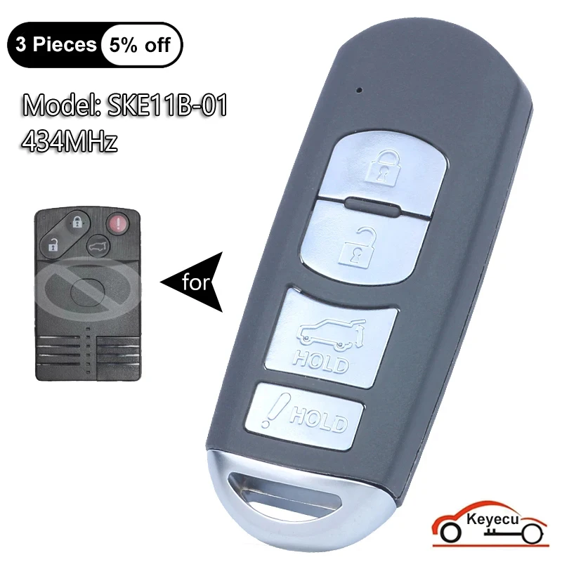 KEYECU 4 Buttons 434MHz for Mazda CX-7 CX-9 2007 2008 2009 2010 2011 Auto Modified Smart Remote Control Key Fob SKE11B-01