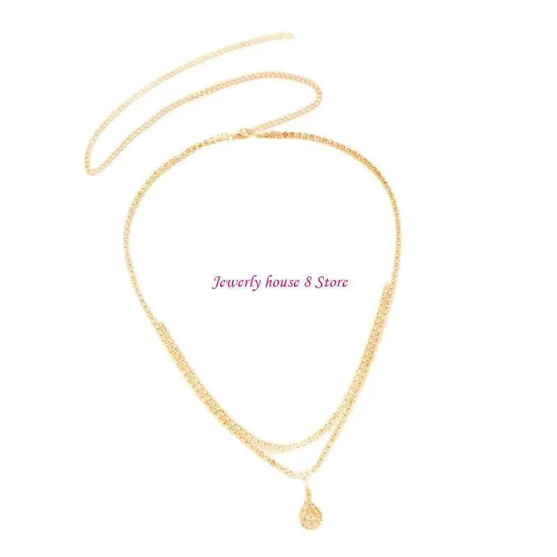 Modna dwużyłowa biżuteria do ciała Miedziany łańcuszek na talię z wzorem kropli wody