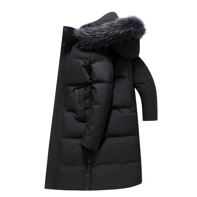 Couple Jacket Winter Thickened Over Knee Long Down Jacket Men's Loose Hooded Cold-proof Warm Large Size Student Coats Women