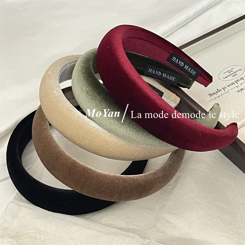 Vintage Hairbands for Girls Velet Hair Hoops 3cm Width Hair Band With Sponge Hair Accessories for Women French Style Elegant