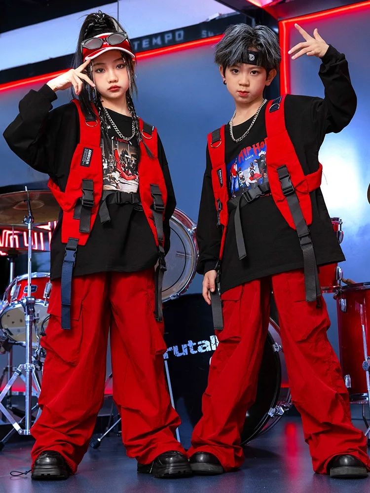 Children's Performance Costume, Boys' Girl's Street Hip-Hop Dance  Cool Handsome Vest Drum Show Piecee