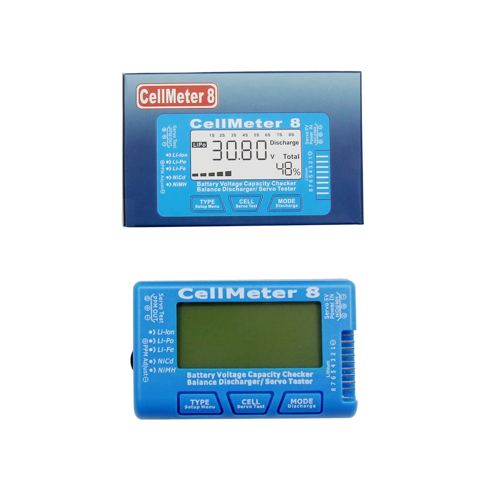 LCD Digital Battery Capacity Checker CellMeter RC CellMeter8 2-8S 4-8S Servo LiPo Li-lon NiMH Battery Tester RC CellMeter7